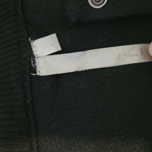 MONO B~ Cardigan with Snap Buttons, Black with White Strip Details, S - Picture 6 of 7